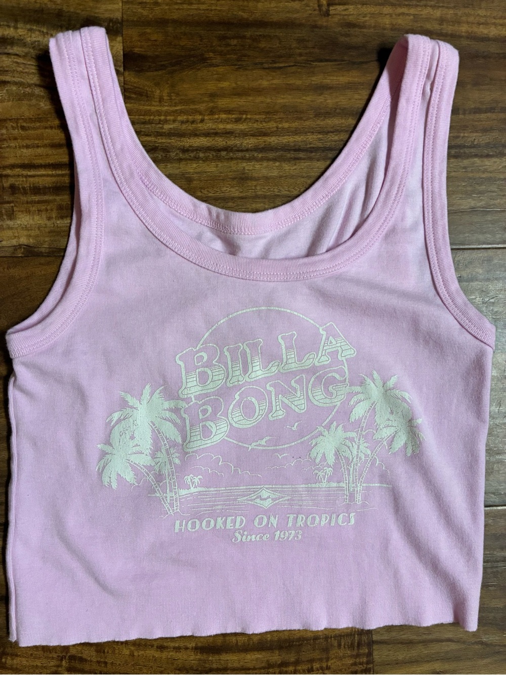 Billabong cropped Light Pink Tropical Graphic Tank
